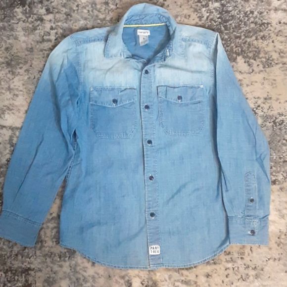 Dickies Bat Dye Long Sleeve Button Down Denim Shirt Men's XL cotton navy blue type Vintage Second Hand